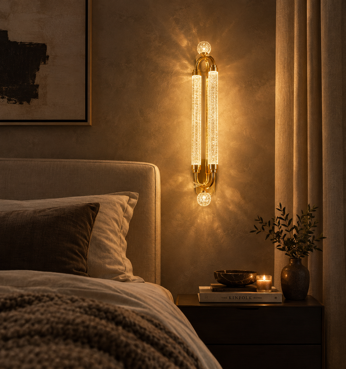 DOUBLE GEL GOLD BRUSH WALL LIGHT